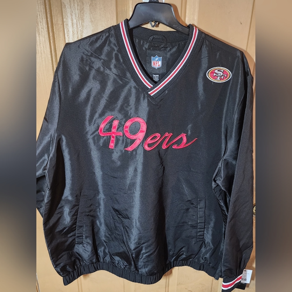 SAN FRANCISCO 49ERS HIGH QUALITY STITCHED SCRIPTED 2 SIDED PULLOVER WINDBREAKER